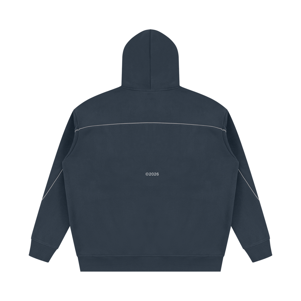 Unisex Oversized Piping Fleece Hoodie