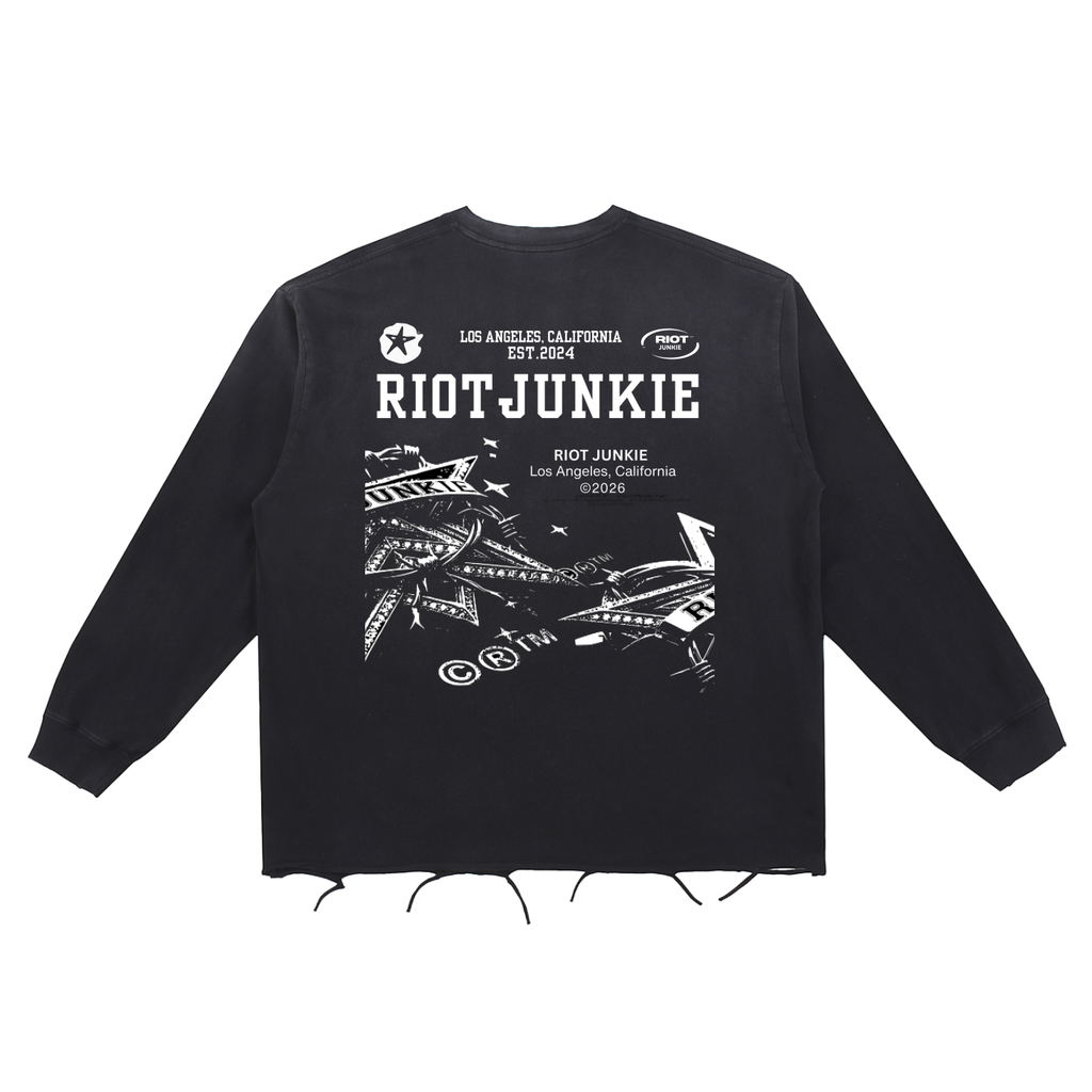 Snow Wash Raw Edge Cotton T-Shirt