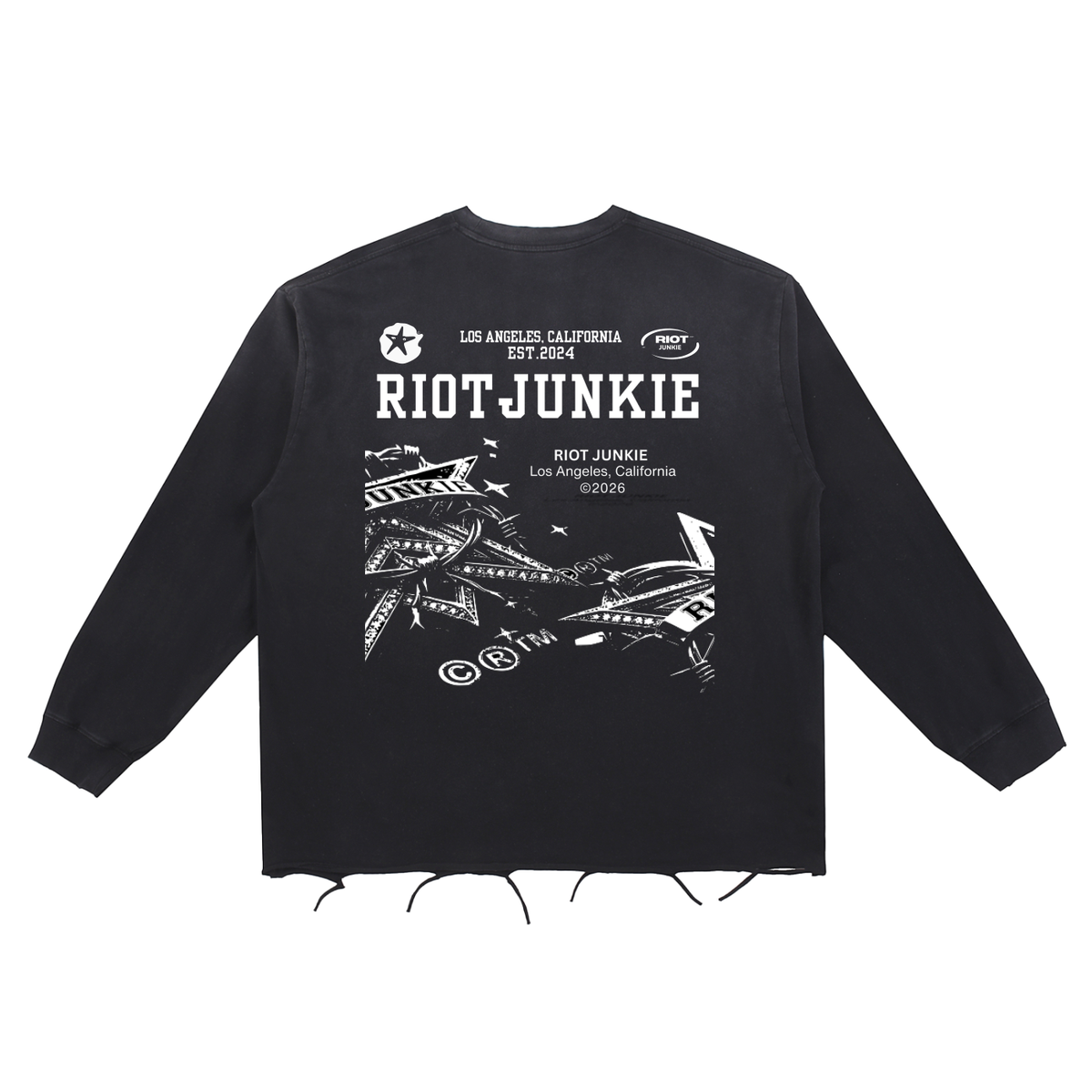 Snow Wash Raw Edge Cotton T-Shirt
