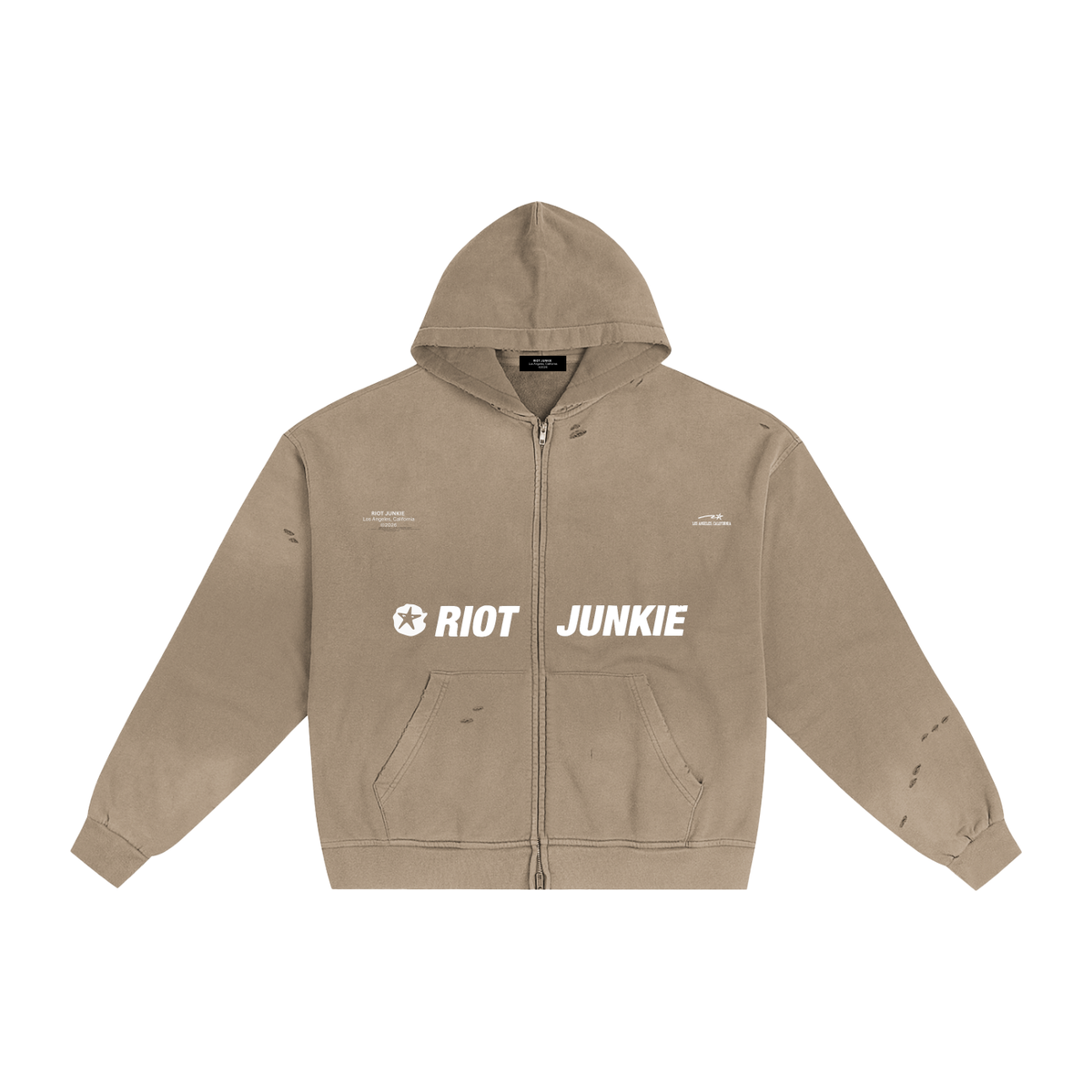 Hand-Frayed Sunfade Zip Hoodie
