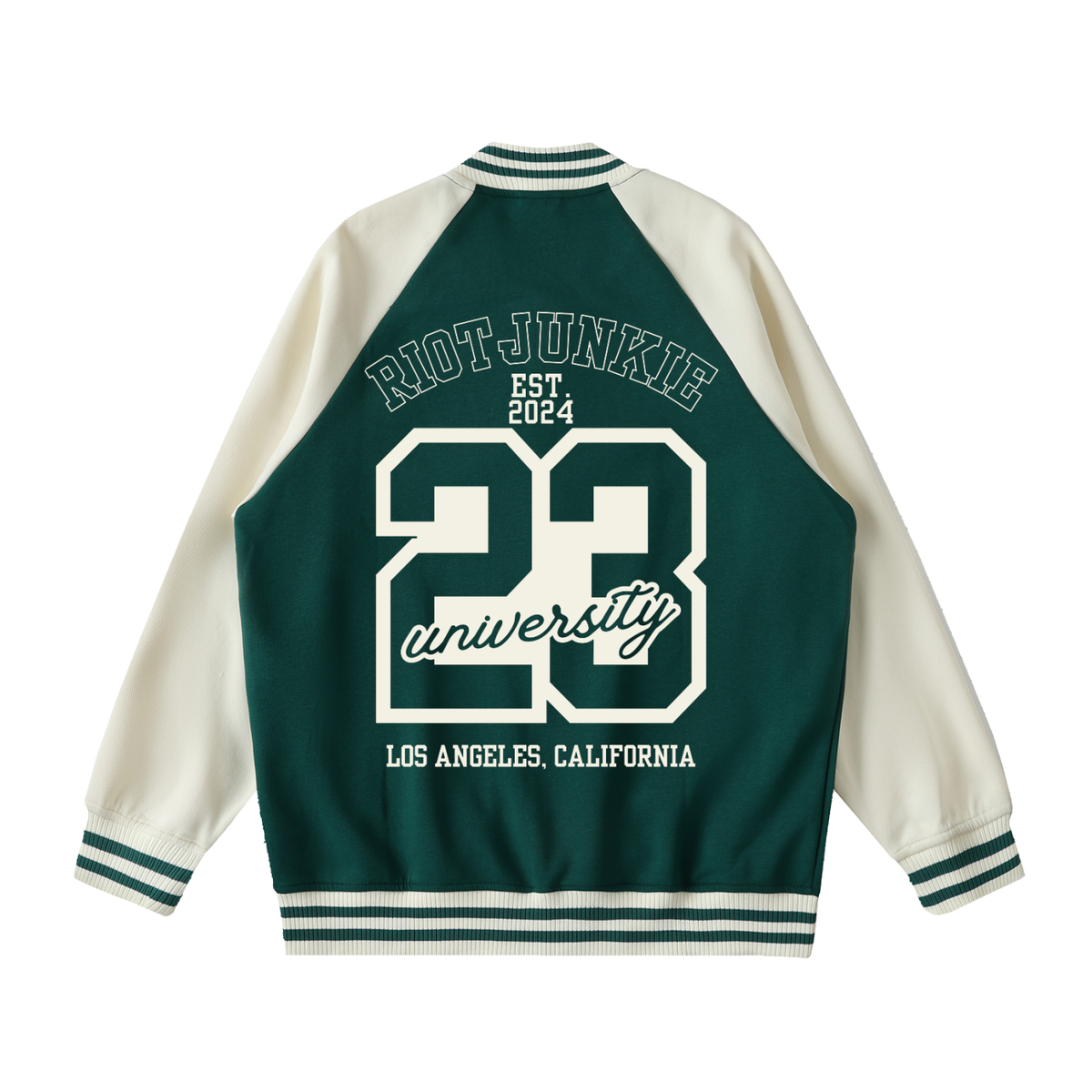 Two Tone Raglan Sleeve Varsity Jacket