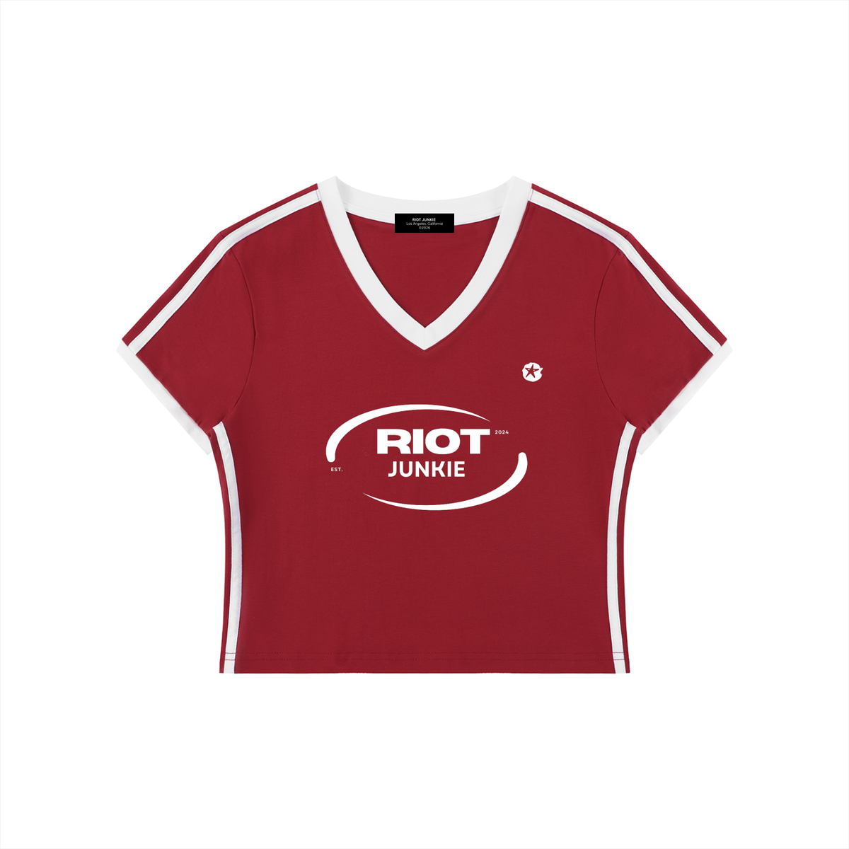 Women's V-Neck Ringer Crop T-Shirt