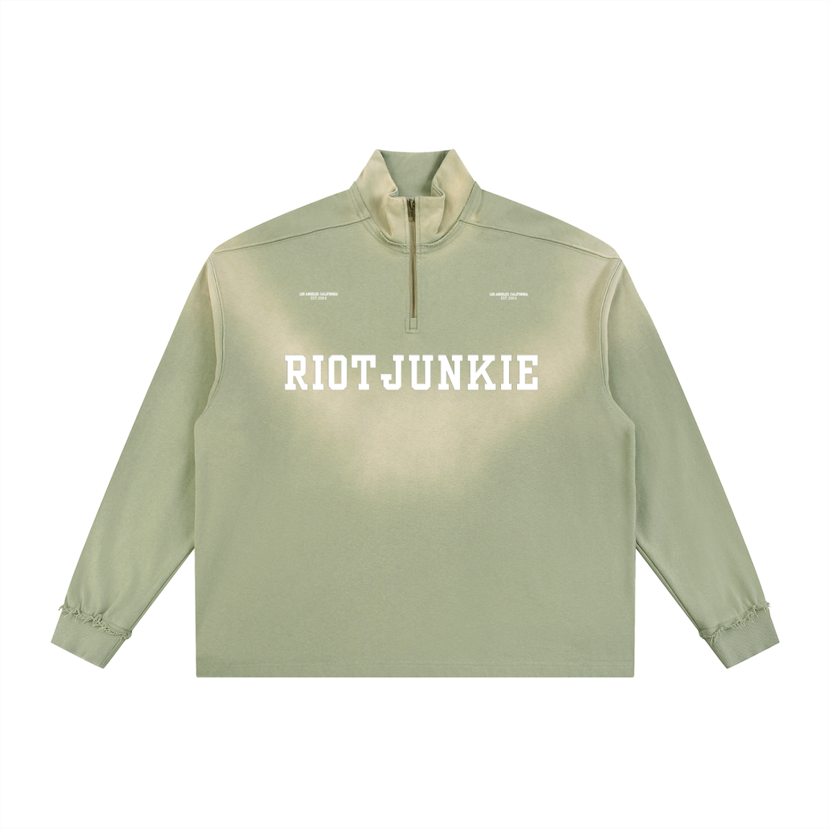 Sun Fade Raw Edge Quarter-Zip Sweatshirt