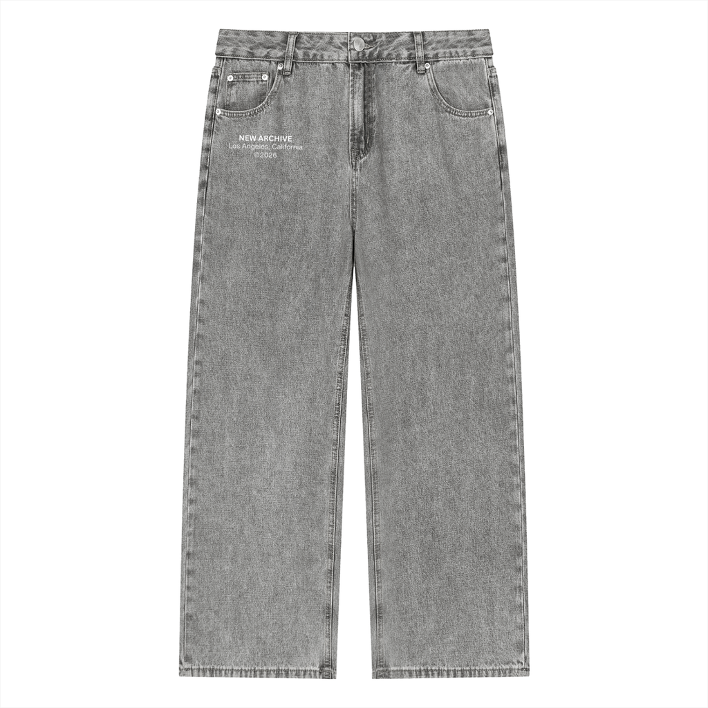 Unisex Vintage Wash Straight Leg Jeans