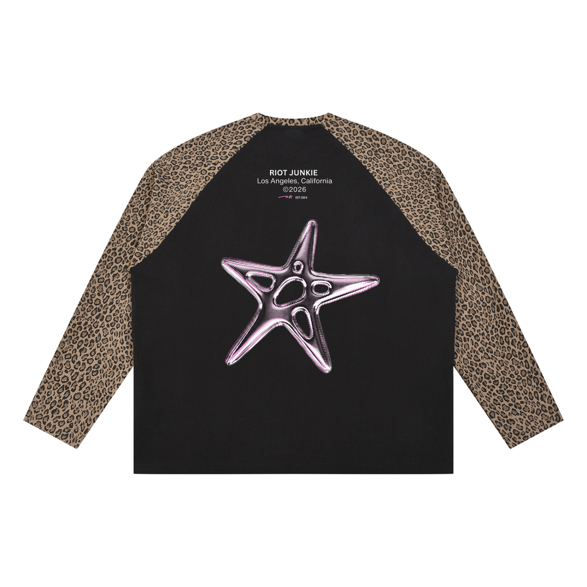 Unisex Leopard Panel Raglan Sleeve T-Shirt