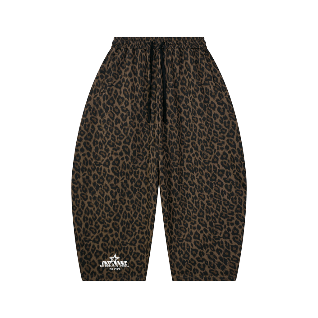 Unisex Leopard Barrel Leg Sweatpants