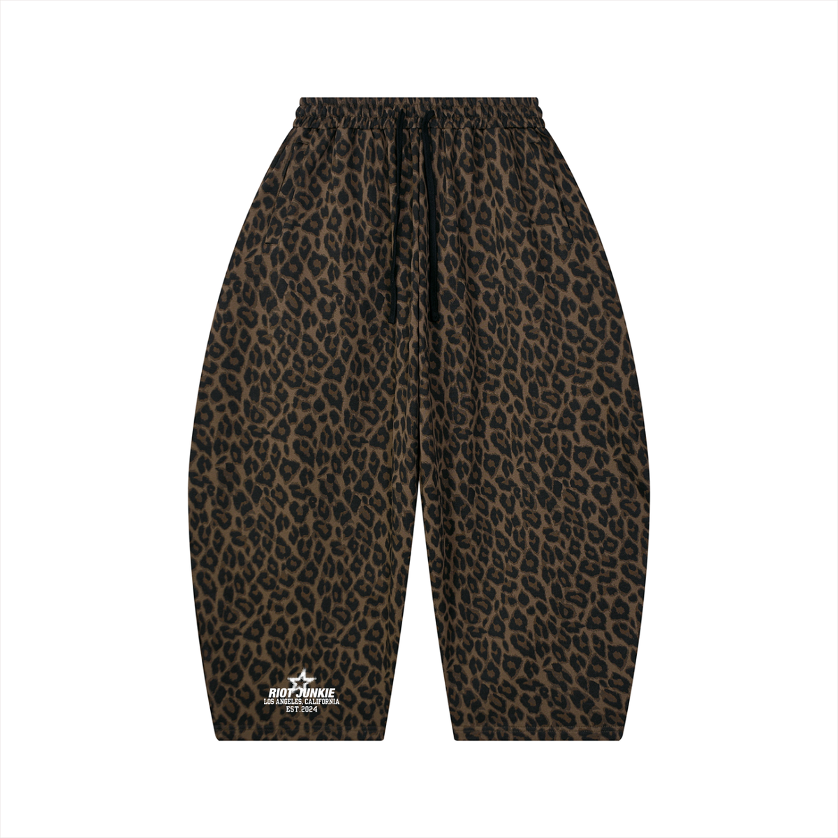 Unisex Leopard Barrel Leg Sweatpants