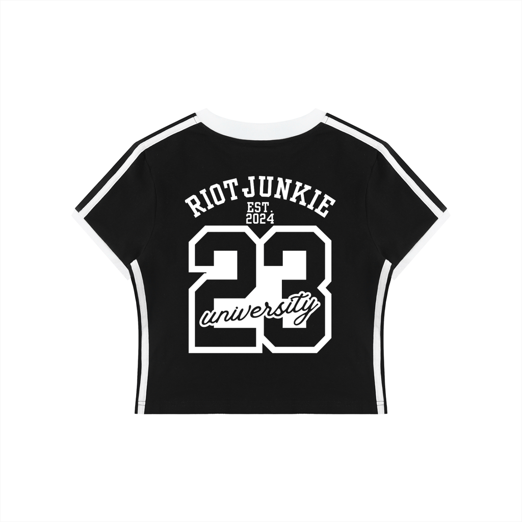 Women's V-Neck Ringer Crop T-Shirt
