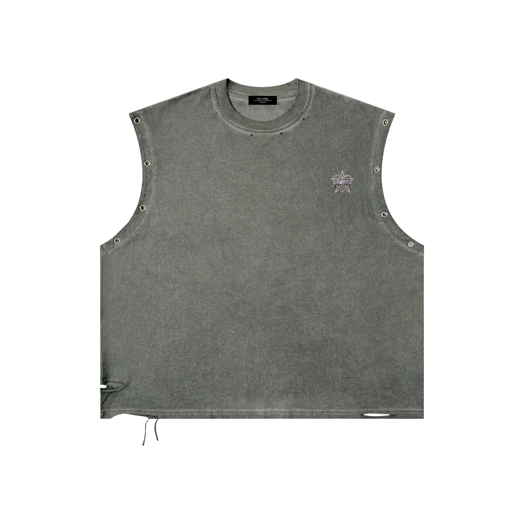 Distressed Grommet Eyelet Tank Top