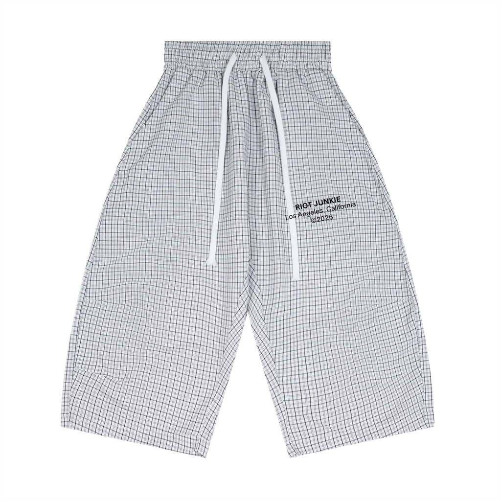 Unisex Plaid Loose Capri Shorts