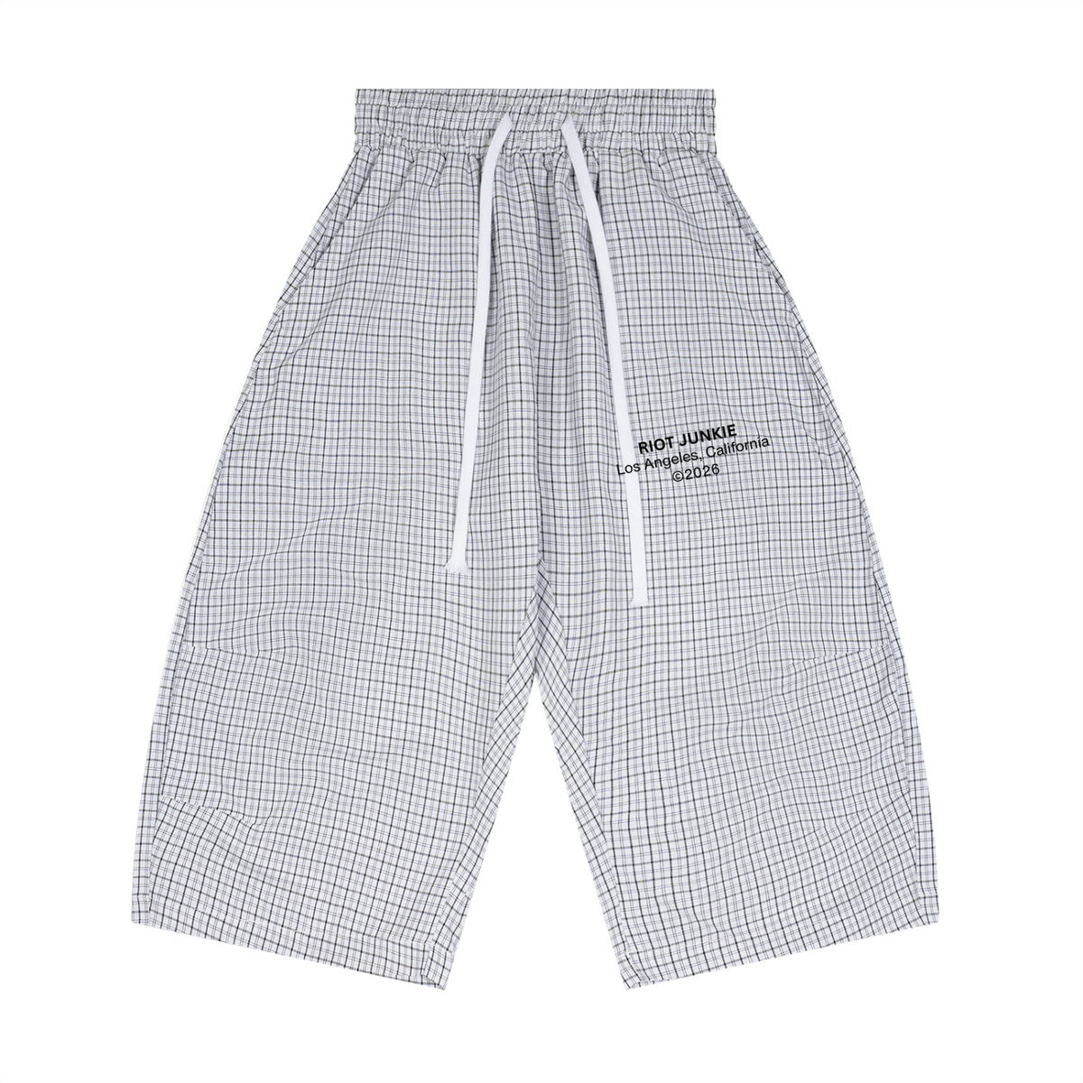 Unisex Plaid Loose Capri Shorts