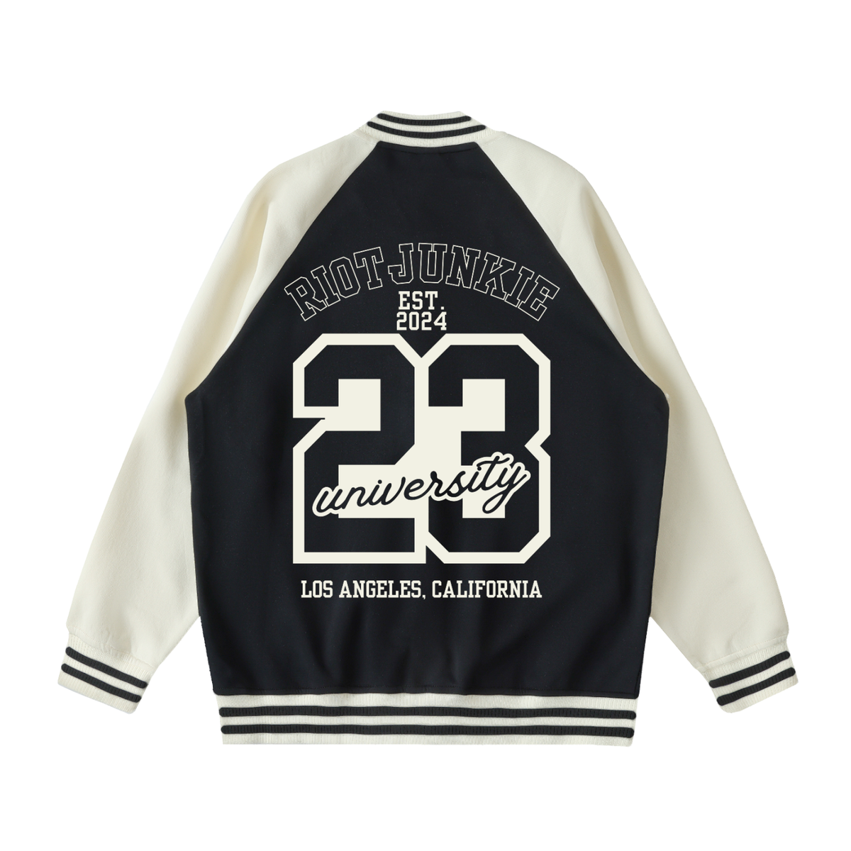 Two Tone Raglan Sleeve Varsity Jacket