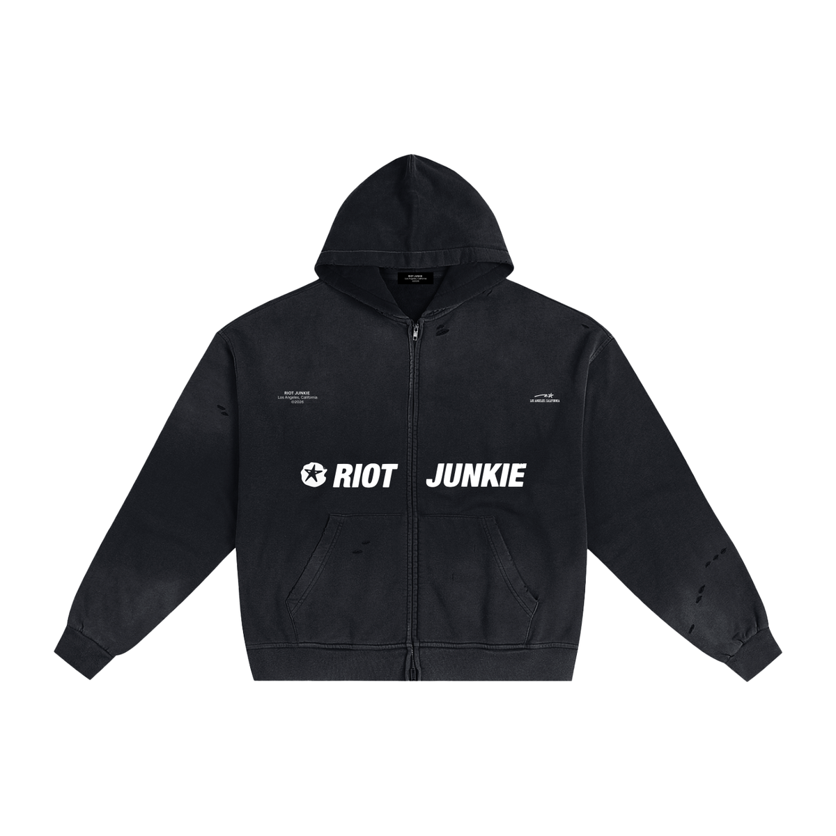 Hand-Frayed Sunfade Zip Hoodie