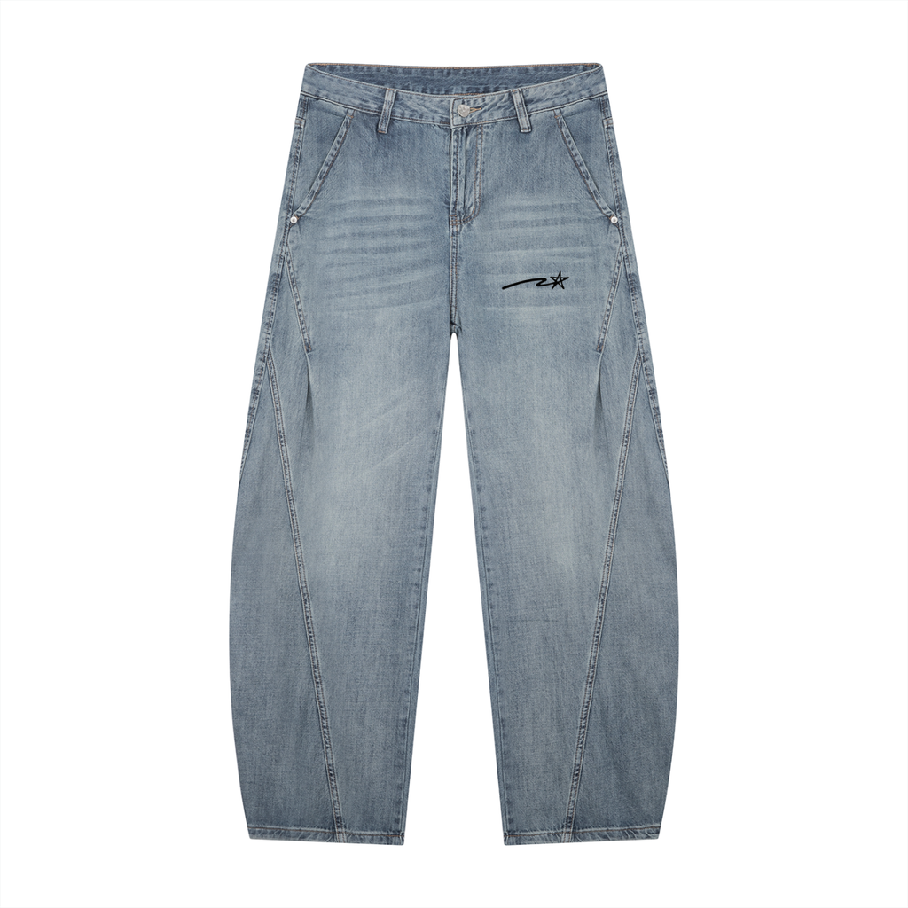 Men's Vintage Wash Barrel Leg Jeans