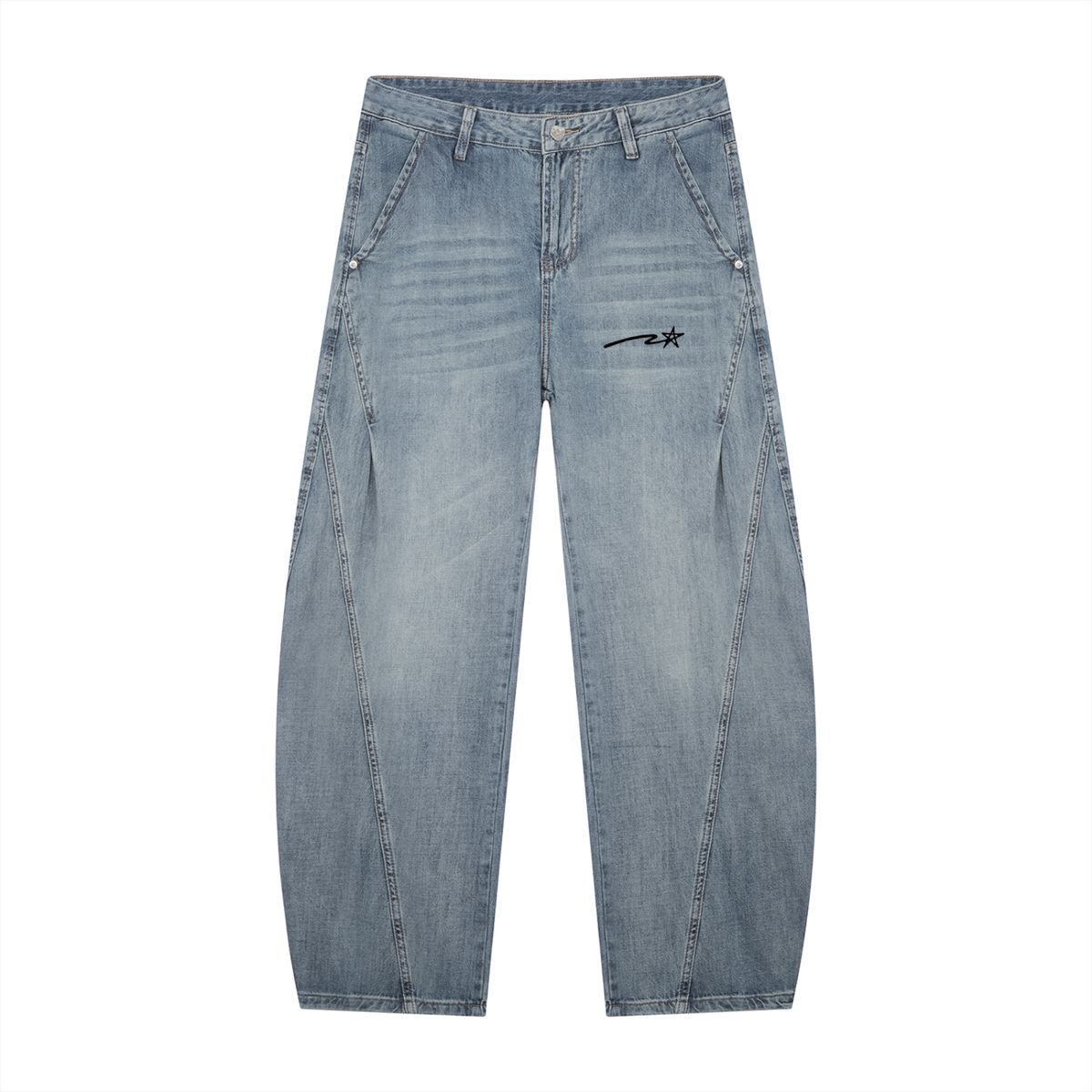 Men's Vintage Wash Barrel Leg Jeans