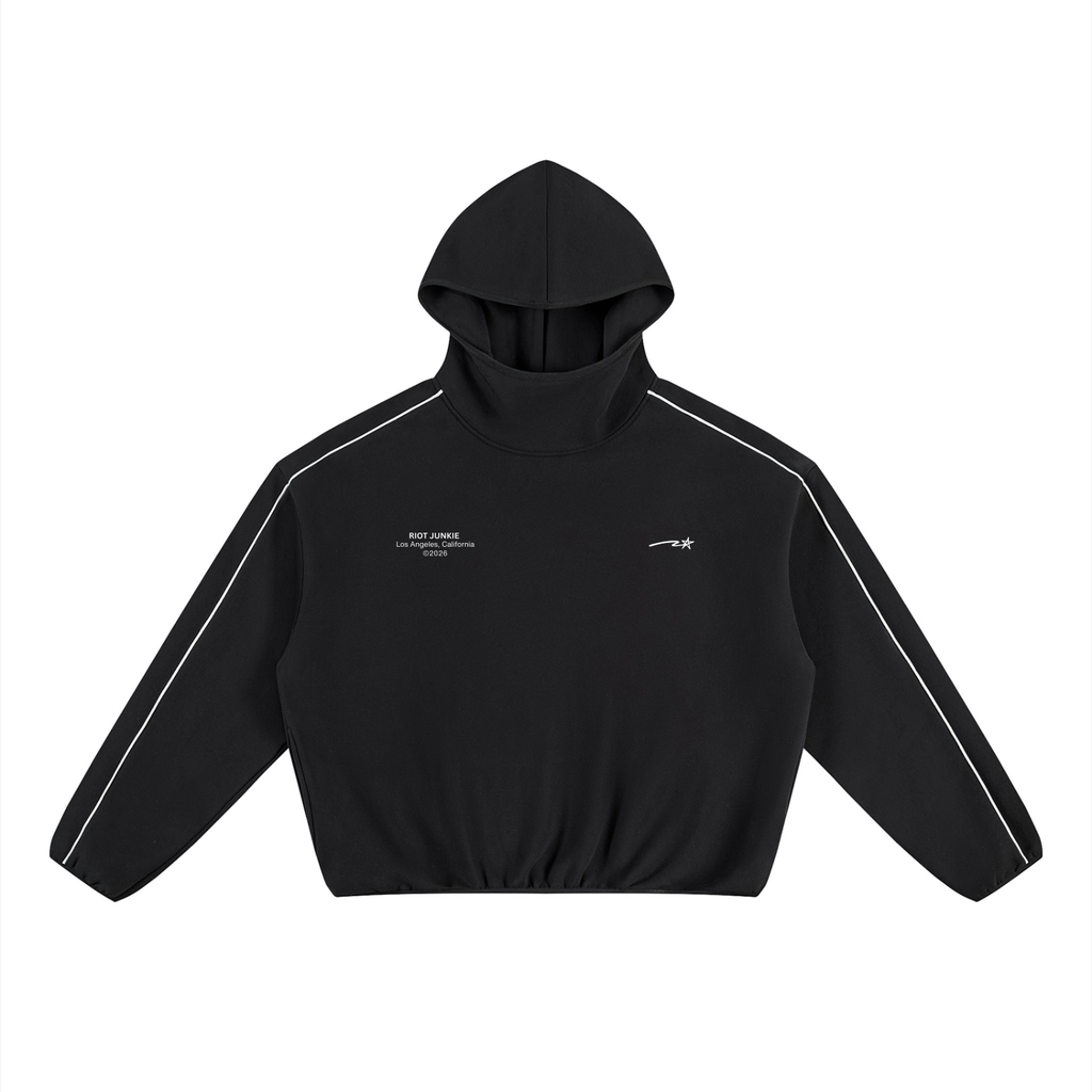 Unisex Boxy Piping Fleece Hoodie
