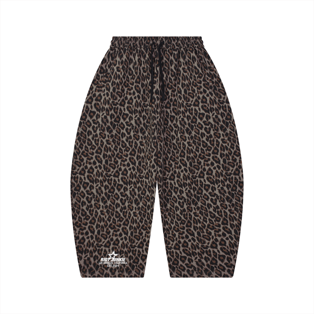 Unisex Leopard Barrel Leg Sweatpants