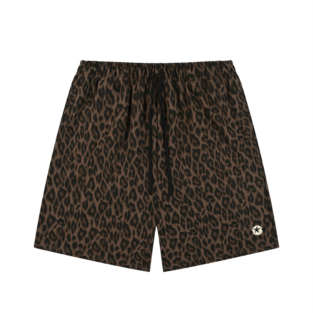 Unisex Heavyweight Leopard Drawstring Shorts