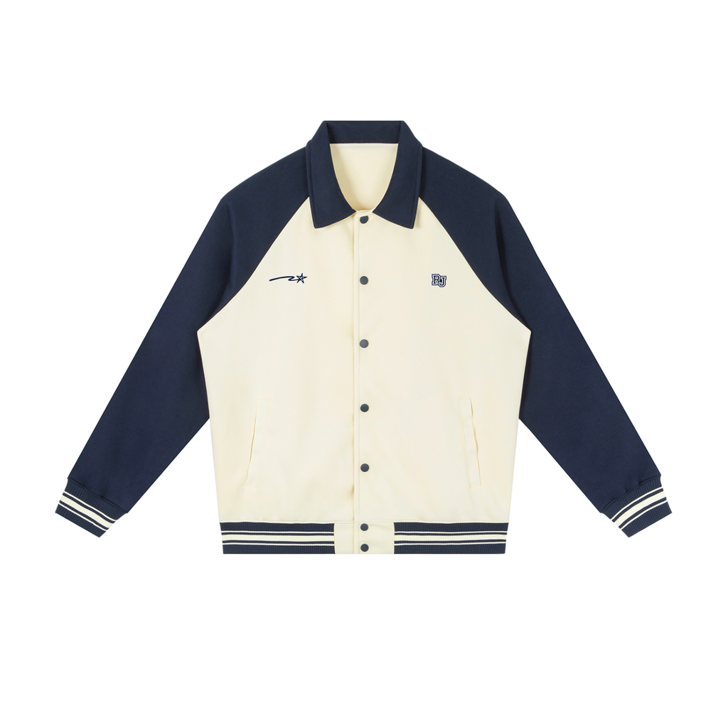 Contrast Raglan Sleeve Baseball Jacket