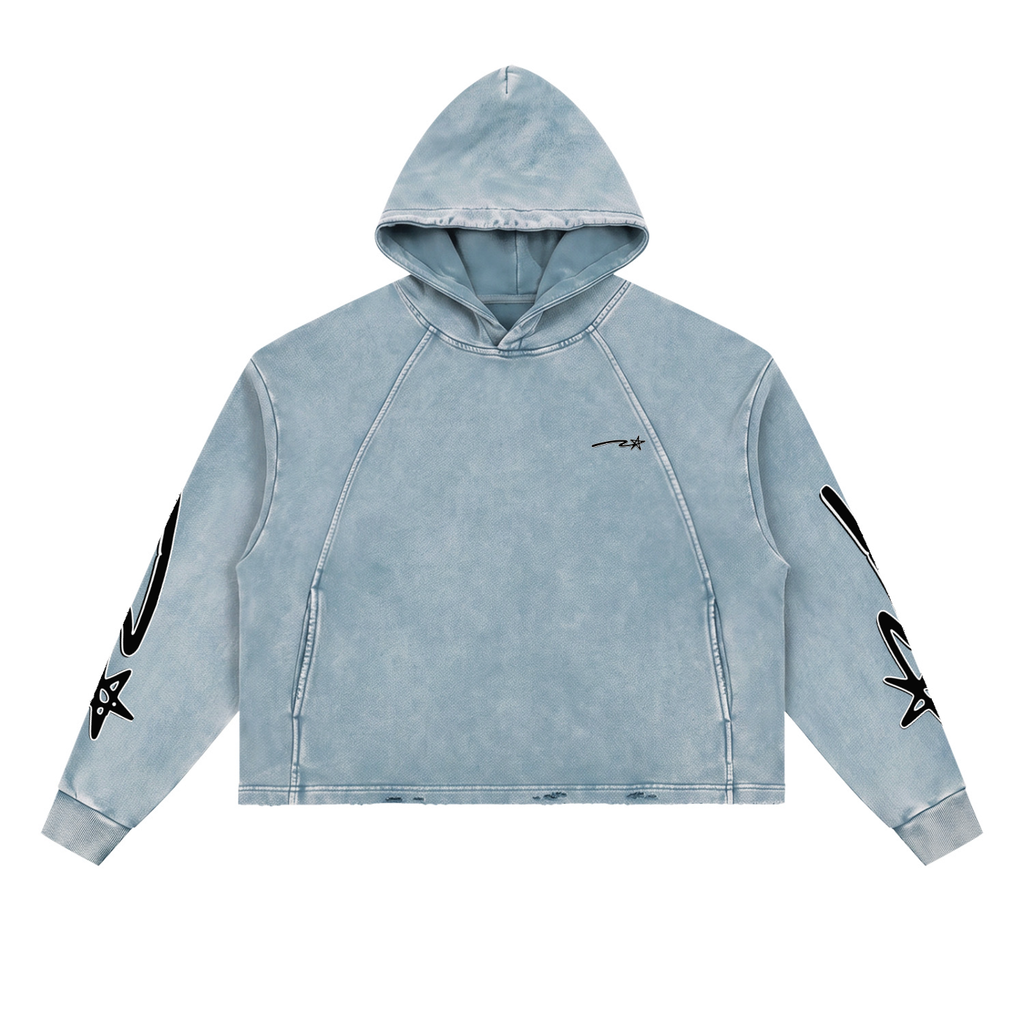 Vintage Washed Frayed-Hem Hoodie