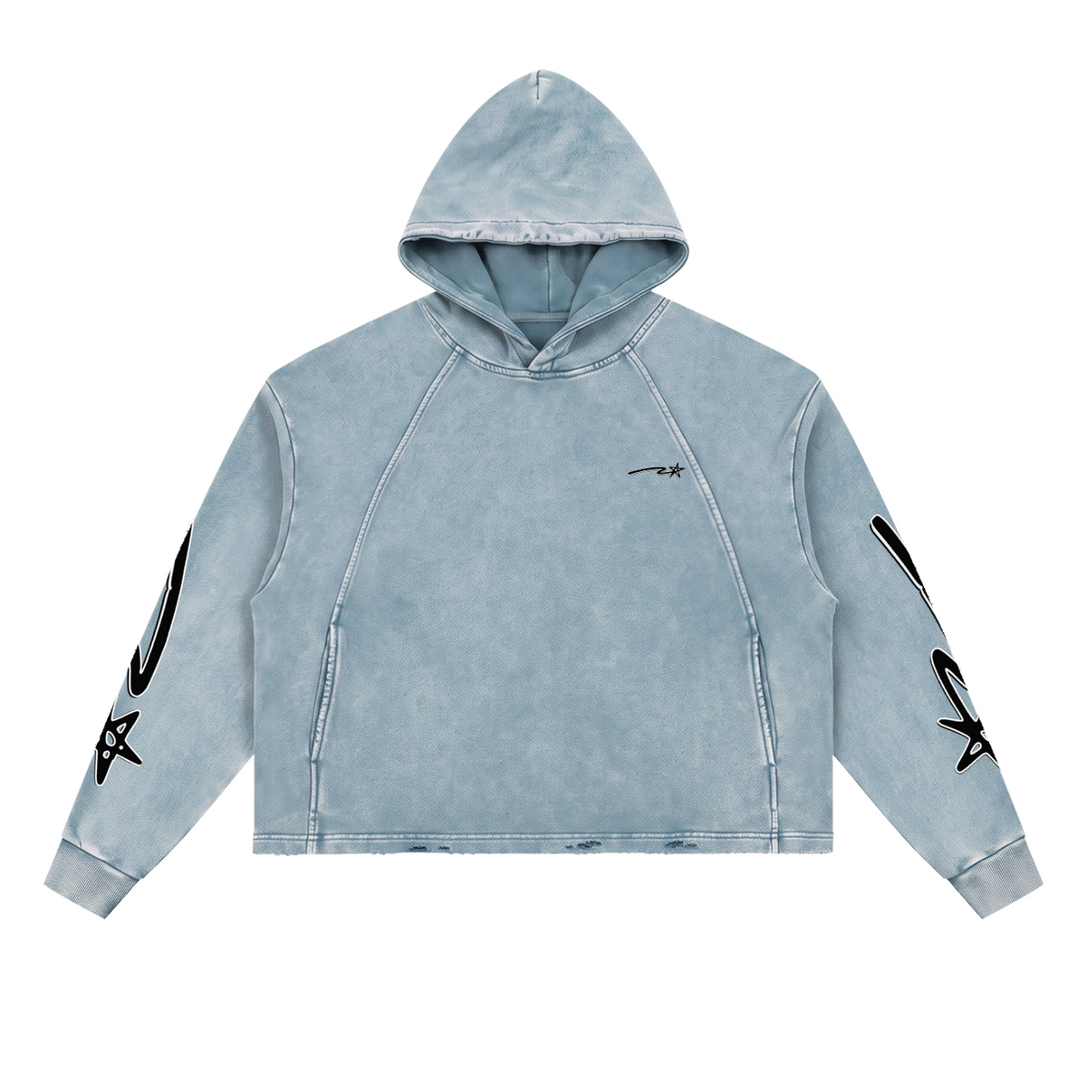 Vintage Washed Frayed-Hem Hoodie