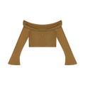 Women's Off-the-Shoulder Bell Sleeve Crop T-Shirt