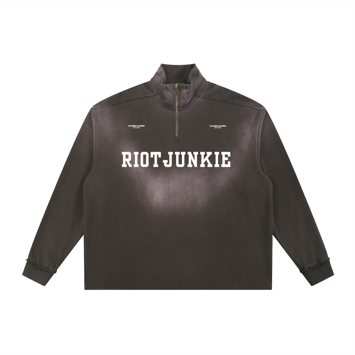 Sun Fade Raw Edge Quarter-Zip Sweatshirt