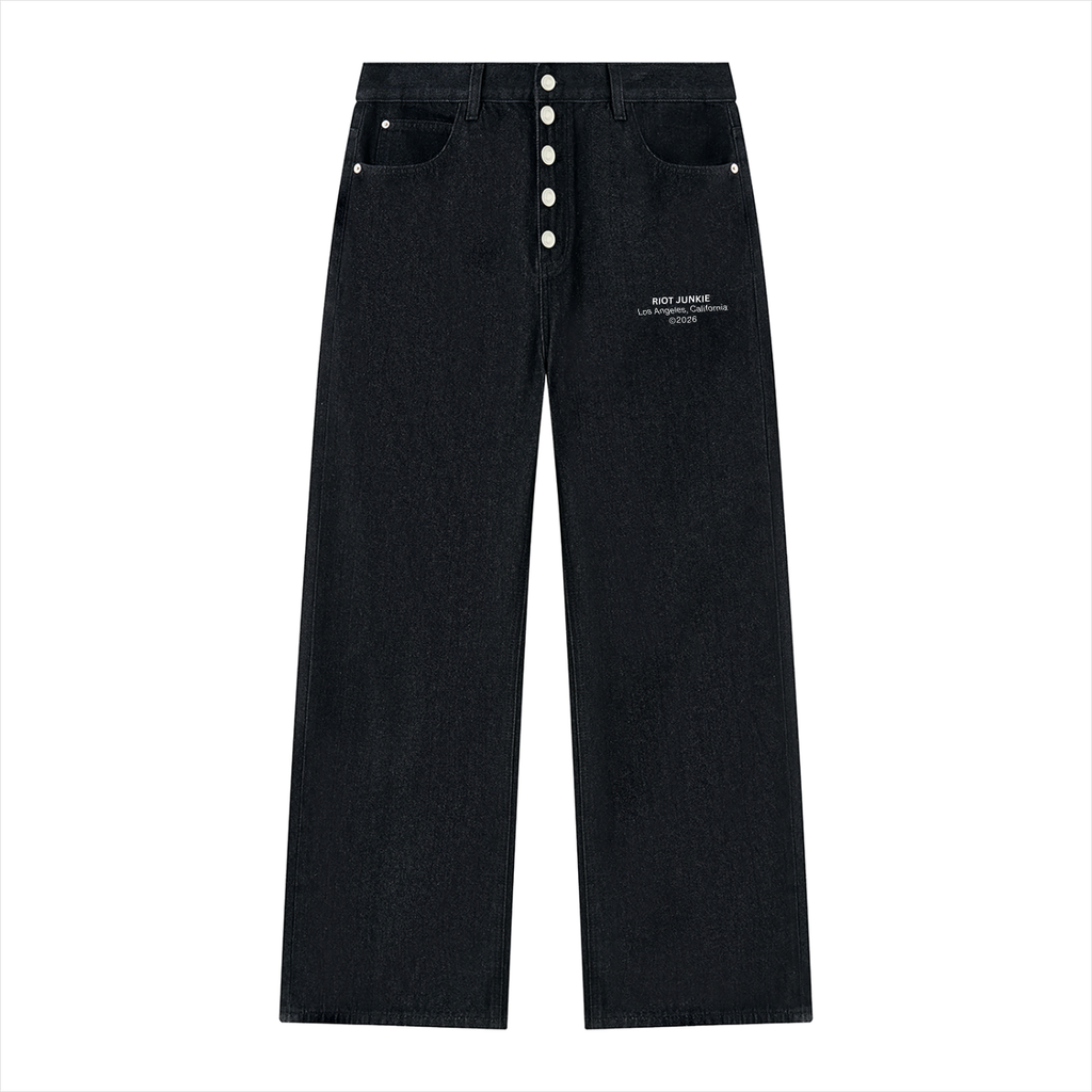 Men's Vintage Wash Wide Leg Denim Jeans