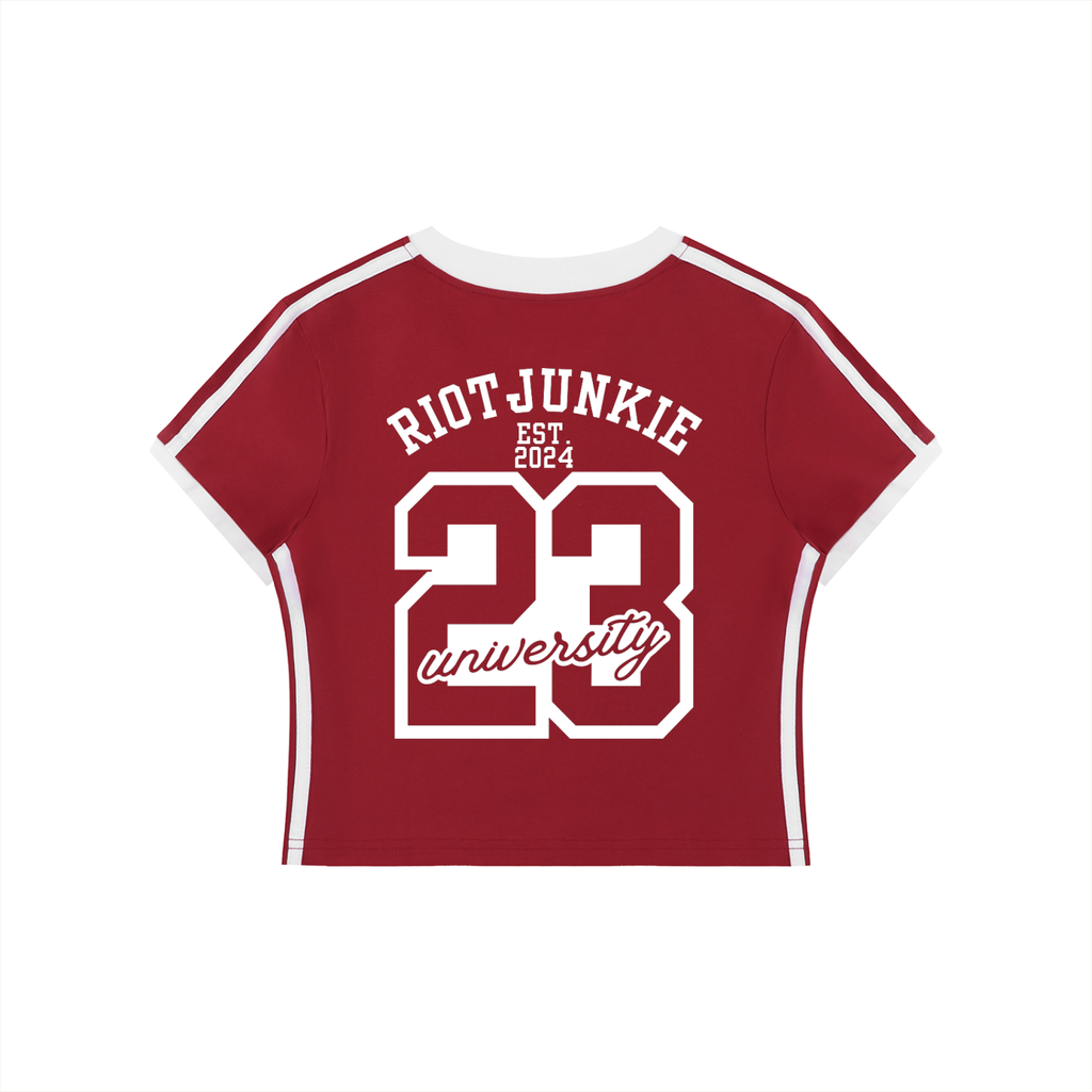 Women's V-Neck Ringer Crop T-Shirt