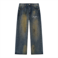 Men's Vintage Wash Wide Leg Denim Jeans