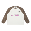 Unisex Leopard Panel Raglan Sleeve T-Shirt