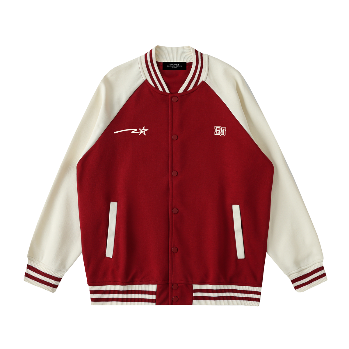 Two Tone Raglan Sleeve Varsity Jacket