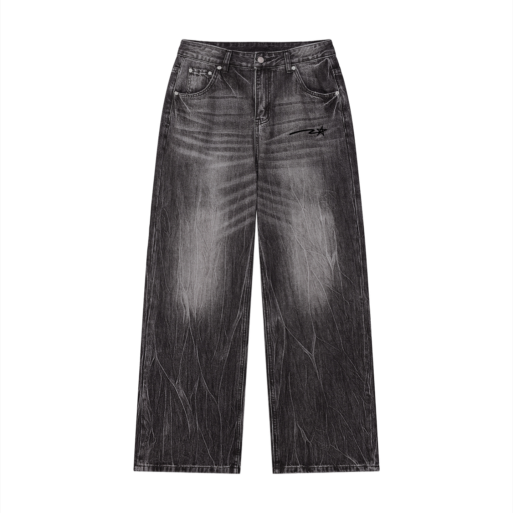 Men’s Vintage Wash Wide Leg Jeans