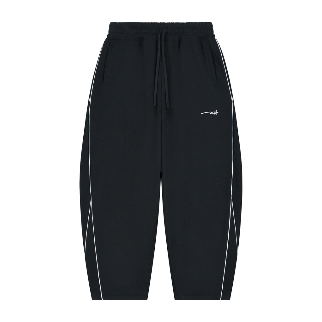 Unisex Piping Fleece Barrel Leg Sweatpants