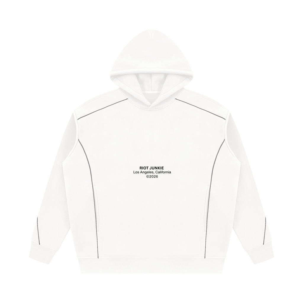 Unisex Oversized Piping Fleece Hoodie