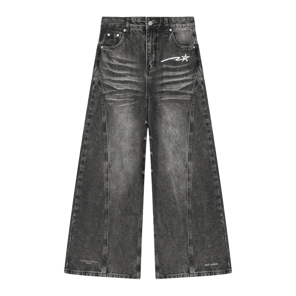 Women’s Vintage Wash Wide Leg Denim Jeans