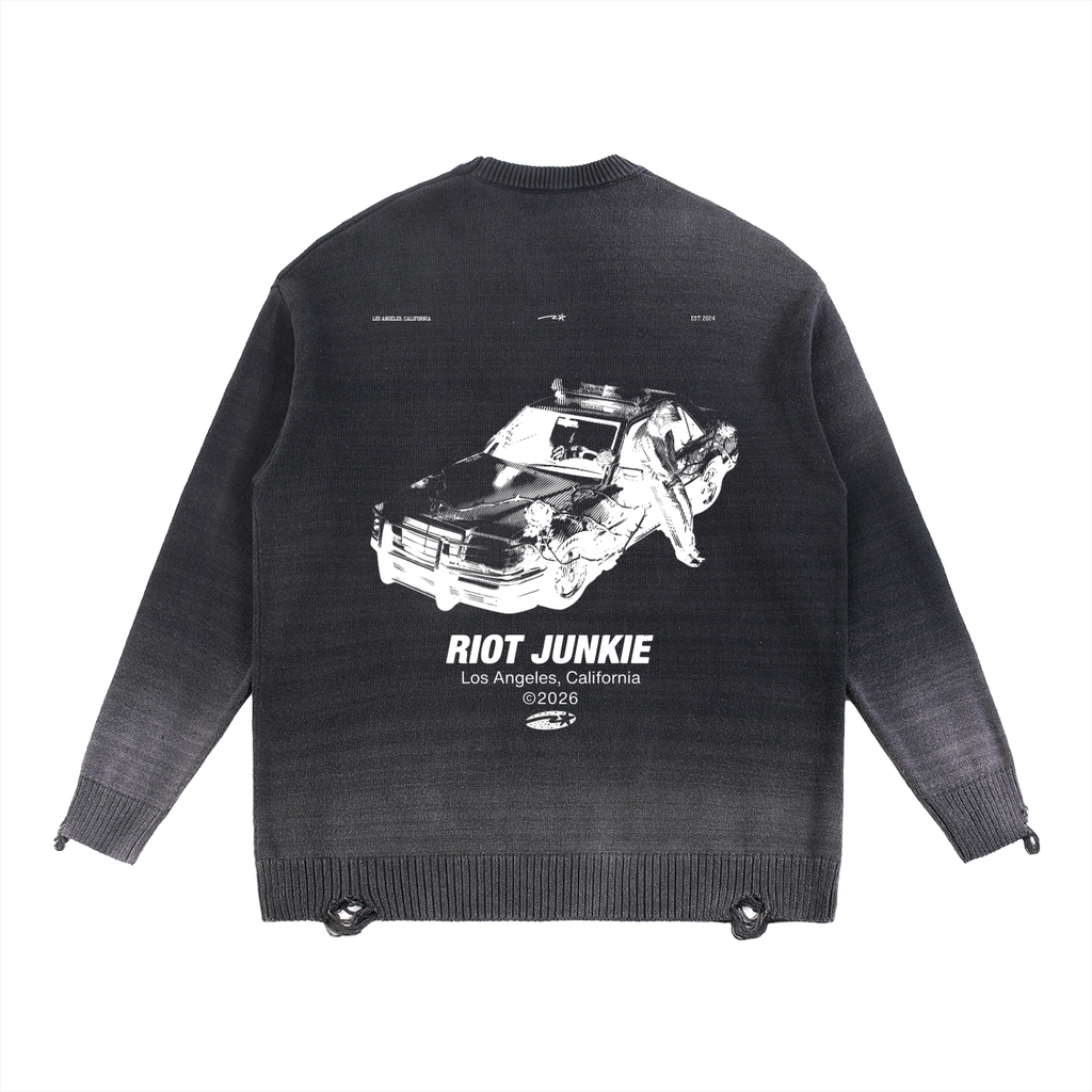 Sun Fade Distressed Ripped Crewneck sweater
