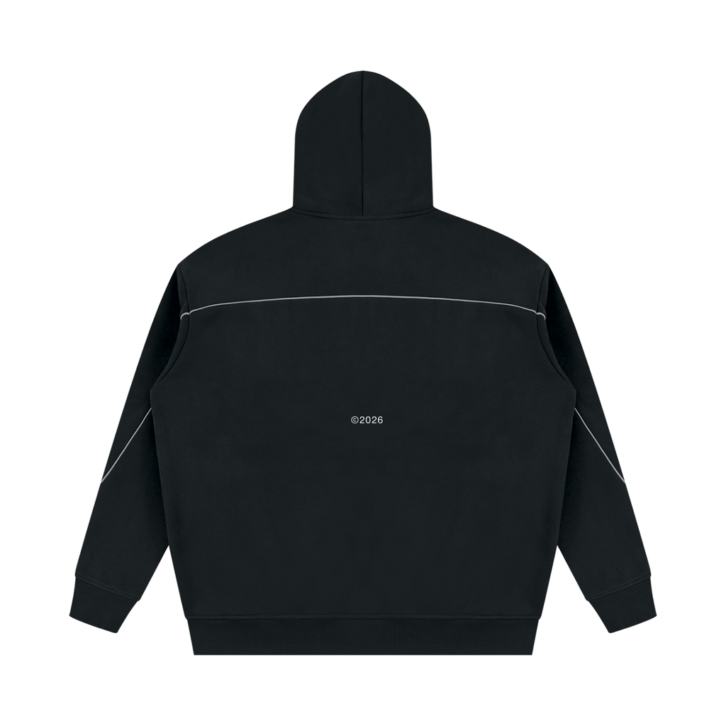 Unisex Oversized Piping Fleece Hoodie