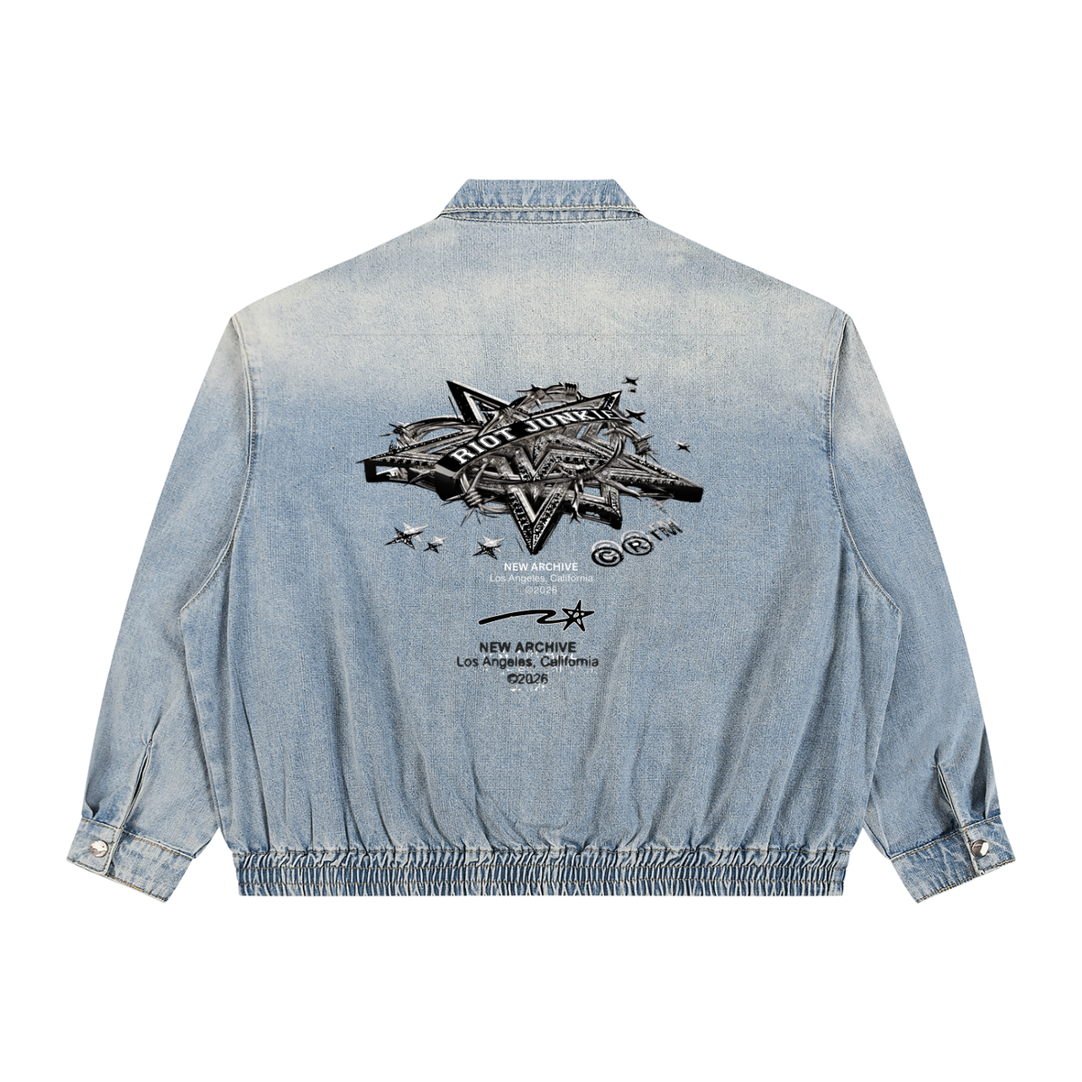 Unisex Vintage Wash Full-Zip Denim Jacket