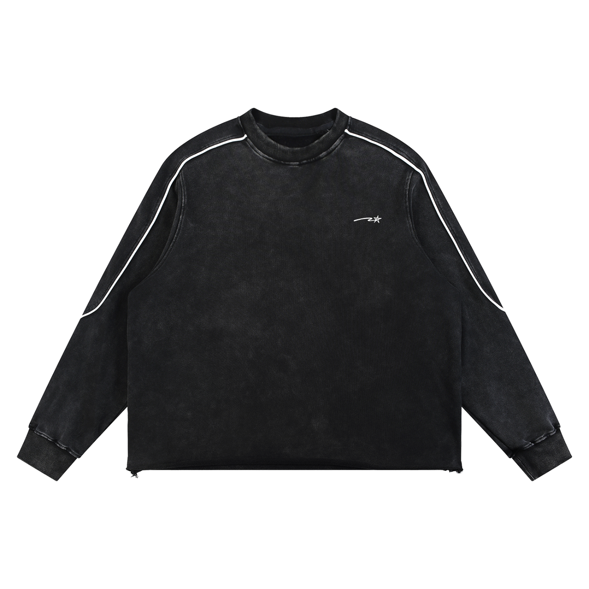 Mineral Wash Piping Raw Hem Sweatshirt