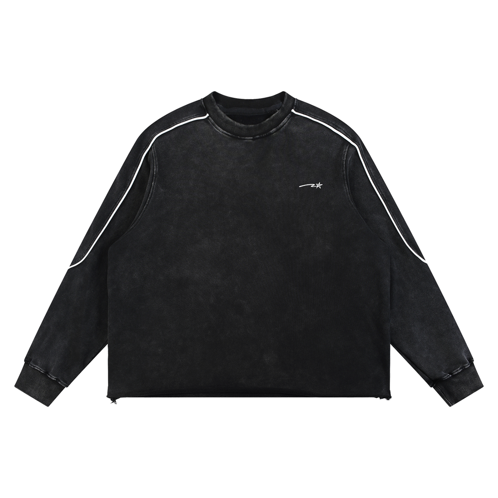 Mineral Wash Piping Raw Hem Sweatshirt