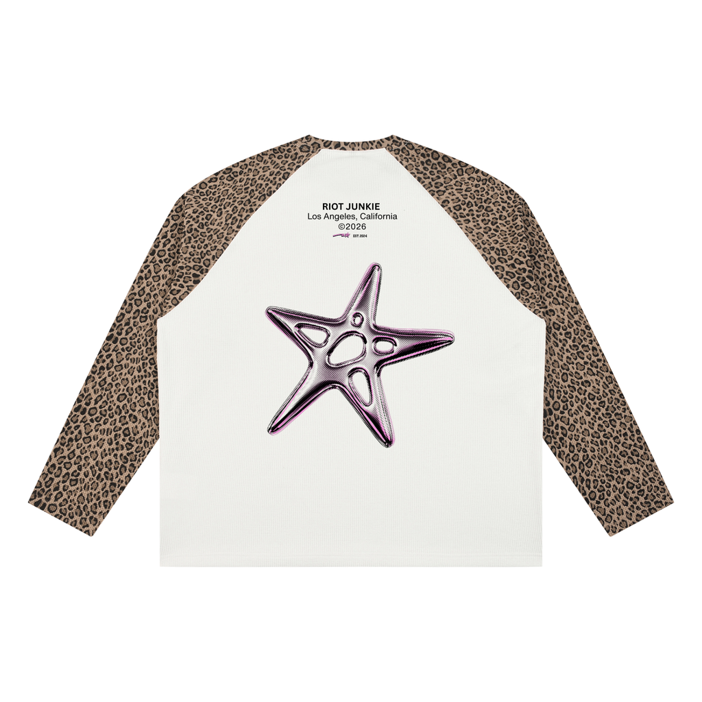 Unisex Leopard Panel Raglan Sleeve T-Shirt