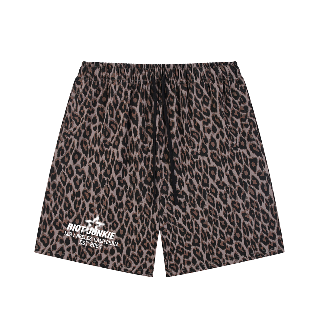 Unisex Heavyweight Leopard Drawstring Shorts