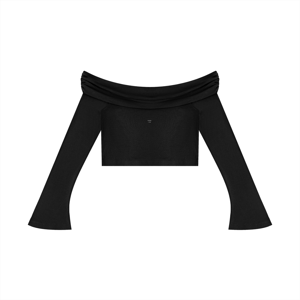 Women's Off-the-Shoulder Bell Sleeve Crop T-Shirt