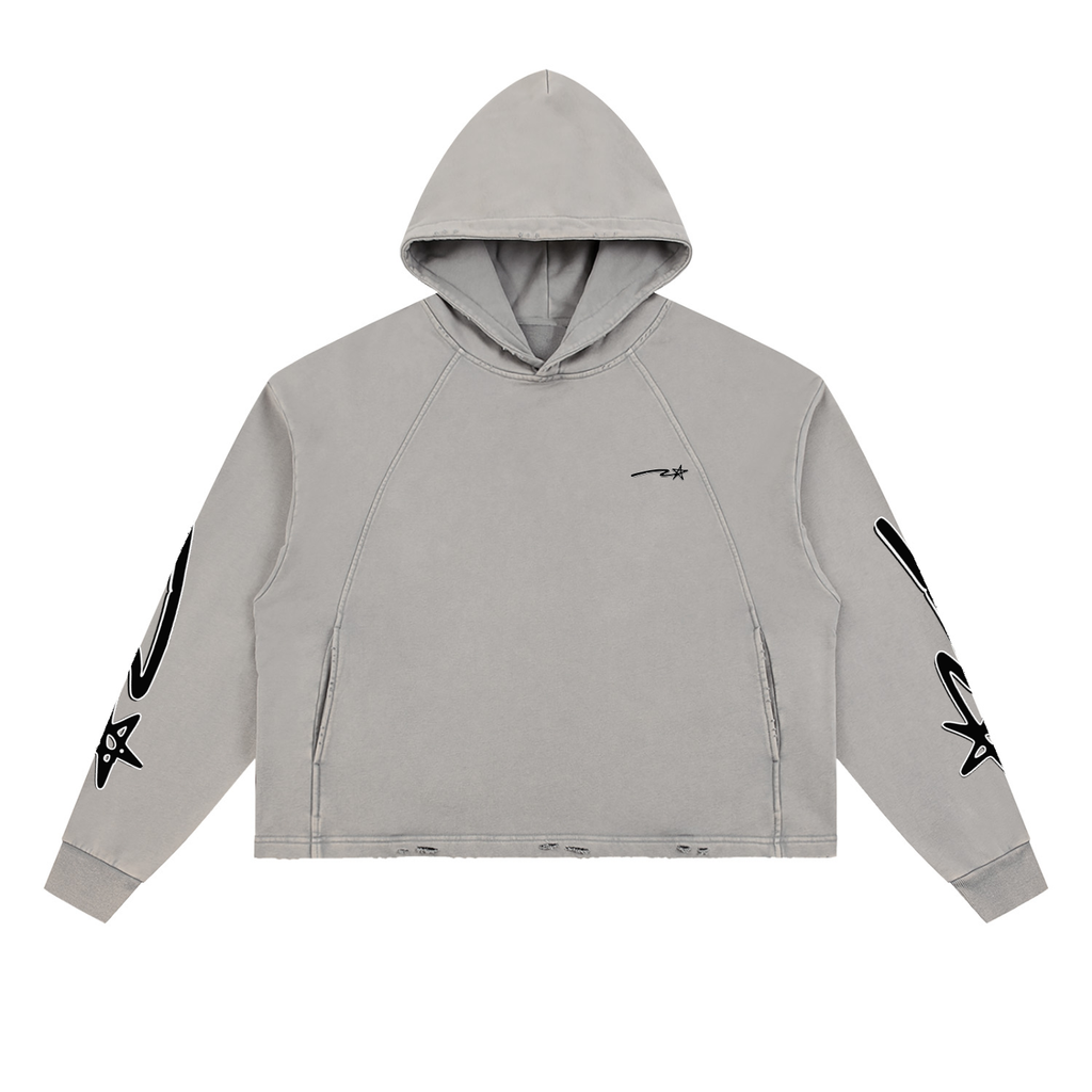 Vintage Washed Frayed-Hem Hoodie