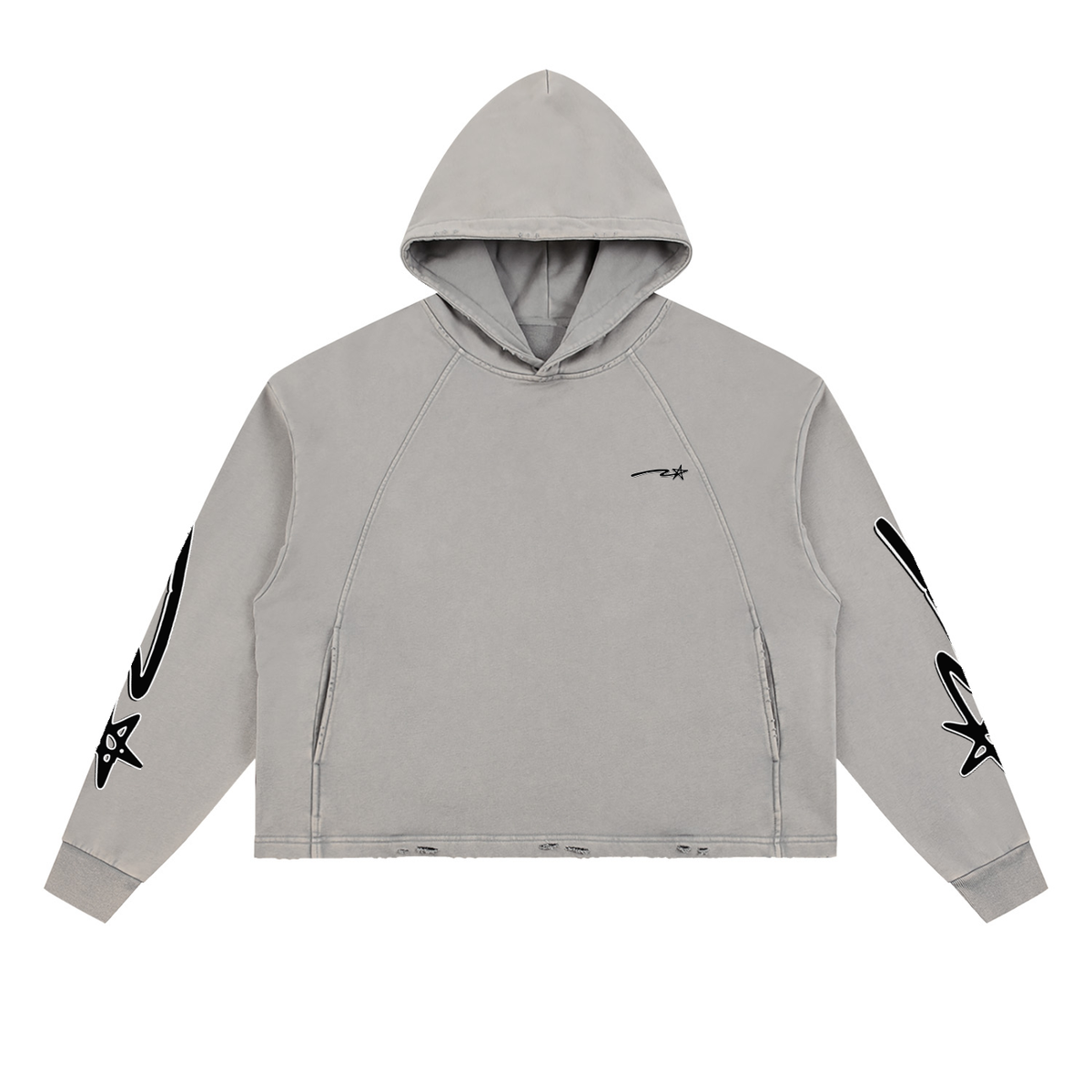 Vintage Washed Frayed-Hem Hoodie