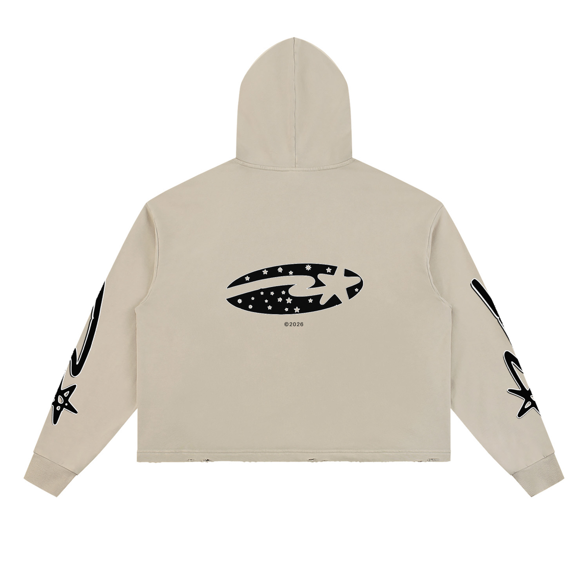 Vintage Washed Frayed-Hem Hoodie