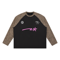 Unisex Leopard Panel Raglan Sleeve T-Shirt
