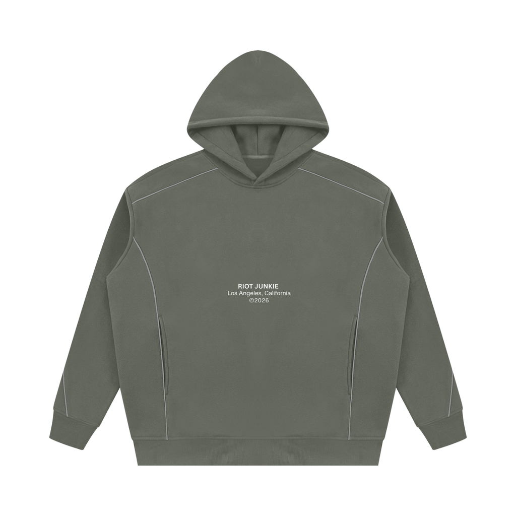 Unisex Oversized Piping Fleece Hoodie
