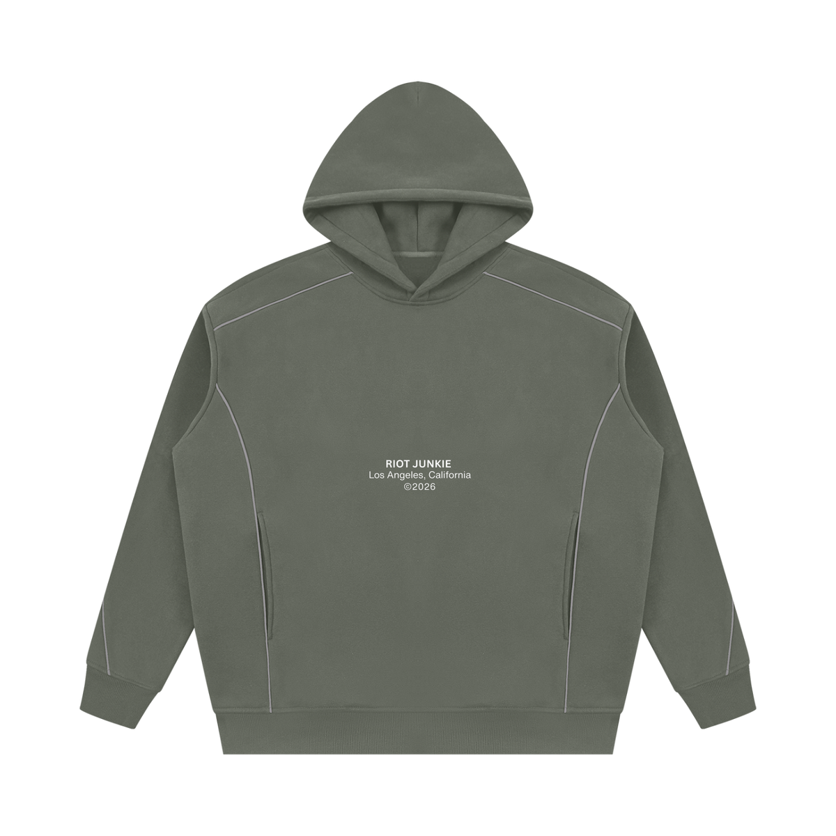 Unisex Oversized Piping Fleece Hoodie
